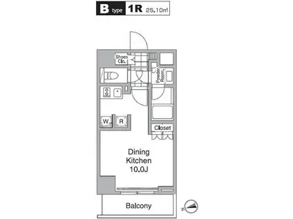 レジディア目黒Ⅳ(ワンルーム/5階)の間取り写真