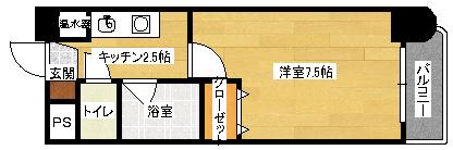 メゾンK(1K/7階)の間取り写真