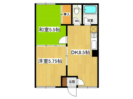 第2コーポ野尻(2DK/2階)の間取り写真