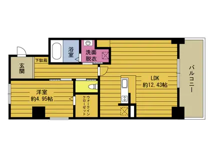 CREA COURT 中島(1LDK/7階)の間取り写真