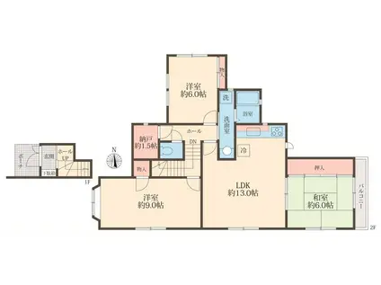セントラルコート(3SLDK/2階)の間取り写真