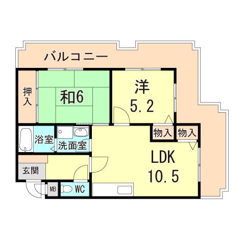 ドムールコスモス美山台(2LDK/1階)の間取り写真