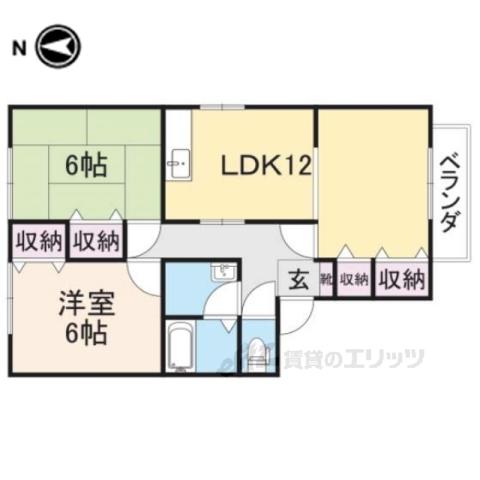 グランドゥール(2LDK/1階)の間取り写真
