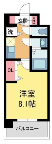 西宮ルモンド甲子園(1K/4階)の間取り写真