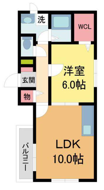 ラ・カーサ夙川(1LDK/1階)の間取り写真