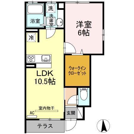 エクリュ(1LDK/1階)の間取り写真