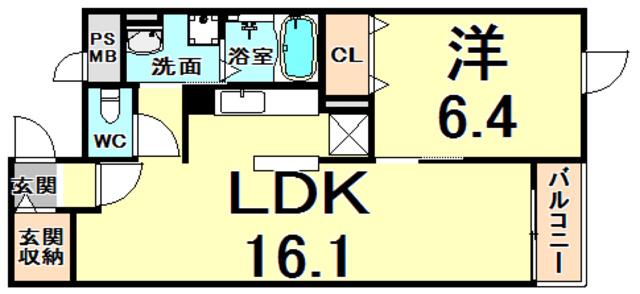CHERRY AMBER(1LDK/1階)の間取り写真
