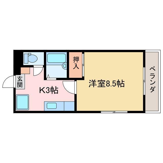 ビューハイツ(1K/2階)の間取り写真