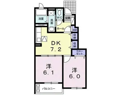 プルメリア(2DK/1階)の間取り写真