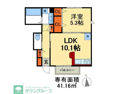 ヴィラセレビィⅠ(1LDK/1階)の間取り写真