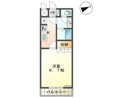 SUN FOREST(1K/2階)の間取り写真