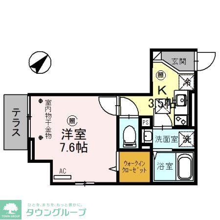 アンソレイエ(1K/1階)の間取り写真