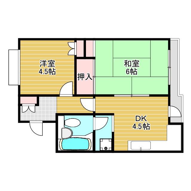 ライオンズマンション豊中第二(2DK/2階)の間取り写真