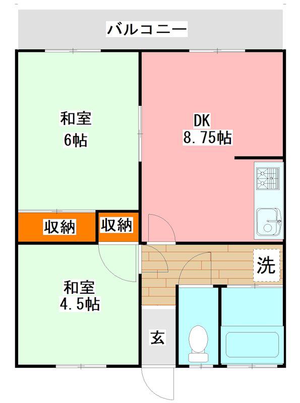 HILLS柏の森(2DK/2階)の間取り写真