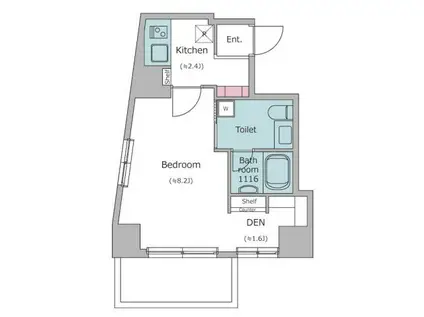 レジディア恵比寿(1K/2階)の間取り写真