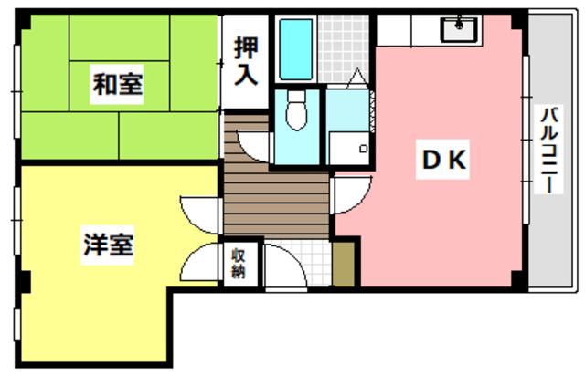 森岡ビル(2DK/2階)の間取り写真