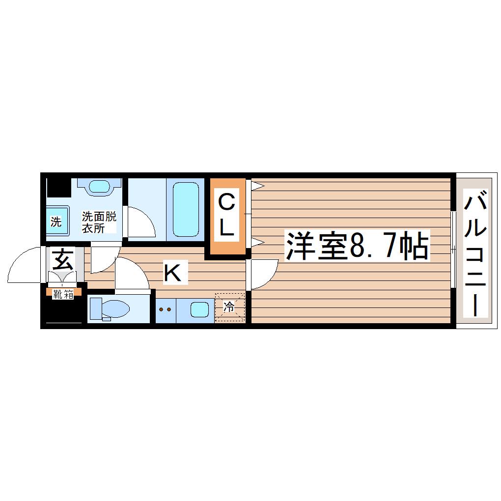 サンベルジュ(1K/4階)の間取り写真