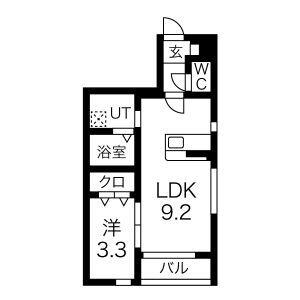 CREATION上柴崎(1LDK/1階)の間取り写真