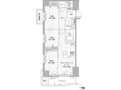 関寅ビル第10(3LDK/4階)の間取り写真