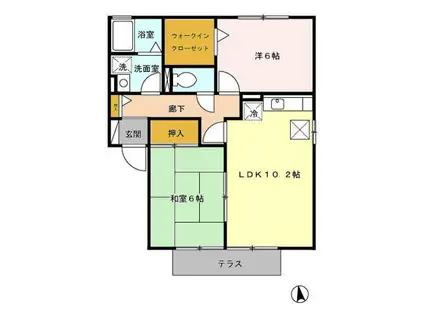 コンフォール・K A棟(2LDK/1階)の間取り写真