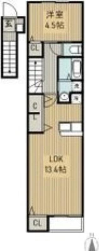 フェリーズ南仙台(1LDK/2階)の間取り写真