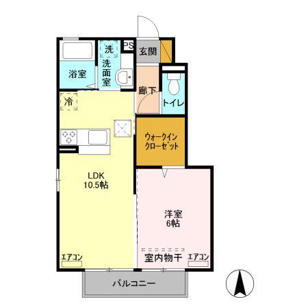 グリーングラス(1LDK/1階)の間取り写真