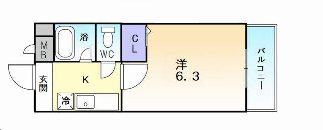 プリミエール白鷺(1K/3階)の間取り写真