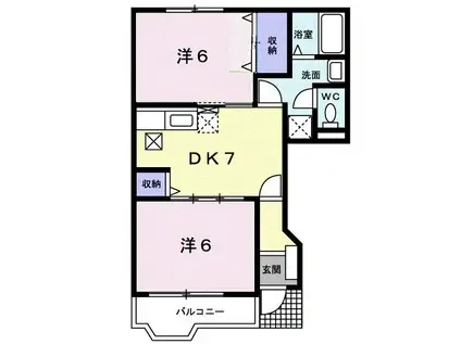 ラフィネ Y.M(2DK/1階)の間取り写真