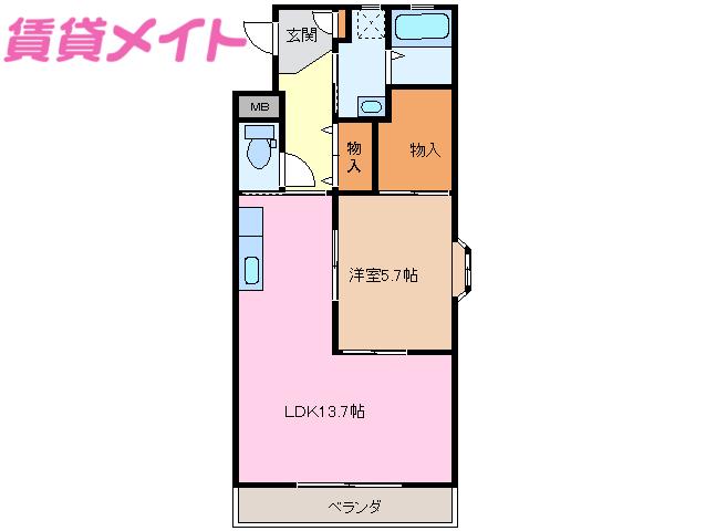 エトワール羽山(1LDK/3階)の間取り写真