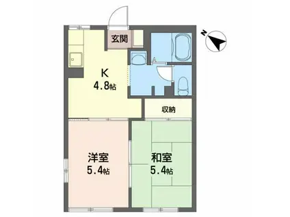 ディアスケイワン(2K/1階)の間取り写真