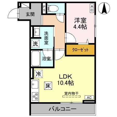 D-GRAN 飯田町(1LDK/1階)の間取り写真