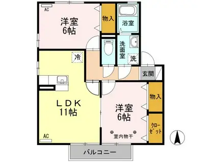 ルミエールヒロB(2LDK/2階)の間取り写真