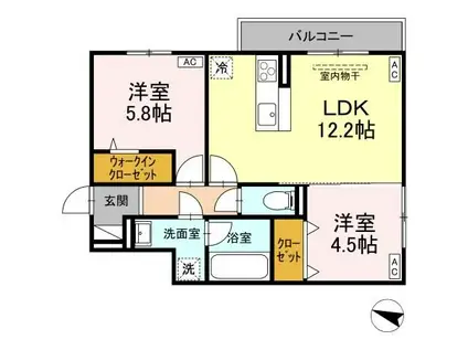 DーRESIDENCE明神(2LDK/2階)の間取り写真