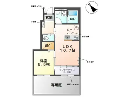 ナチュラル ライズ(1LDK/1階)の間取り写真