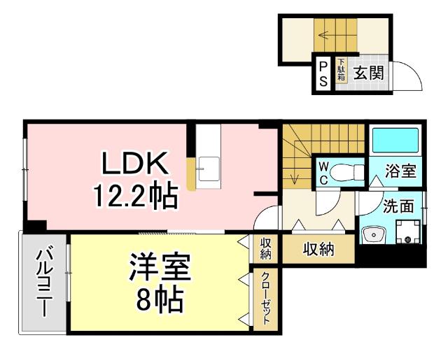 ヴィラルーチェA(1LDK/2階)の間取り写真