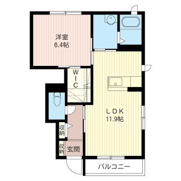 ウヴェールメゾン安塚F(1LDK/1階)の間取り写真