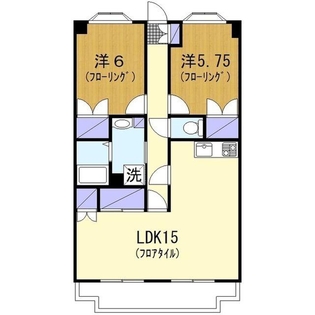 日比野レジデンス(2LDK/1階)の間取り写真