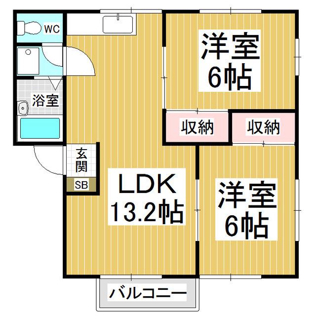 メナージやまもとA(2LDK/2階)の間取り写真