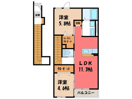 RESPECT ONE(2LDK/2階)の間取り写真