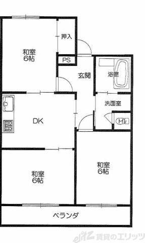 LEGAL MAISON津之江I(3DK/3階)の間取り写真