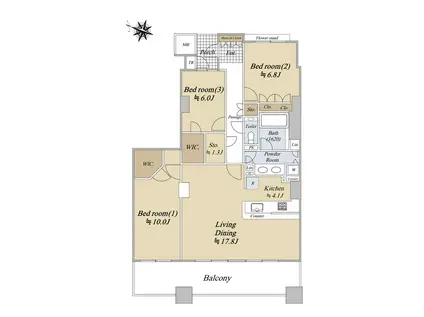 ヨコハマタワーリングスクエア(3LDK/25階)の間取り写真