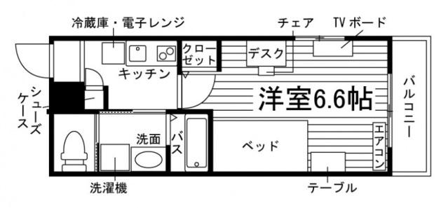 ユニエトワール神戸六甲(1K/3階)の間取り写真