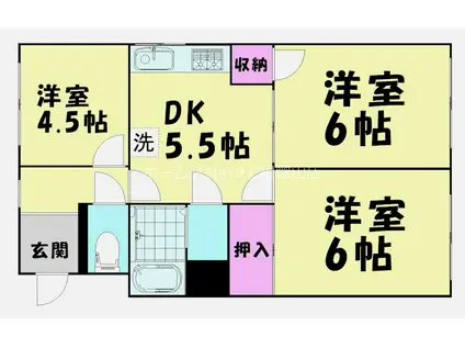マンション若草(3DK/3階)の間取り写真