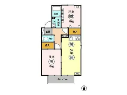 クロワール(2DK/1階)の間取り写真