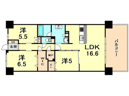 ヴェレーナシティ夙川パークナード(3LDK/3階)の間取り写真