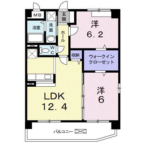 ニュー平地(2LDK/3階)の間取り写真