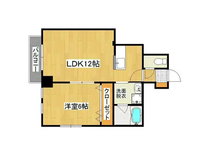 グランパルク椿館(1LDK/3階)の間取り写真