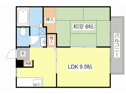 サンパトリ佐和山(1LDK/1階)の間取り写真