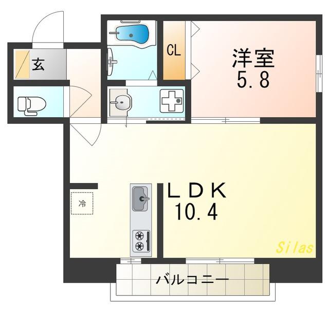 プレアデス千里山田(1LDK/2階)の間取り写真