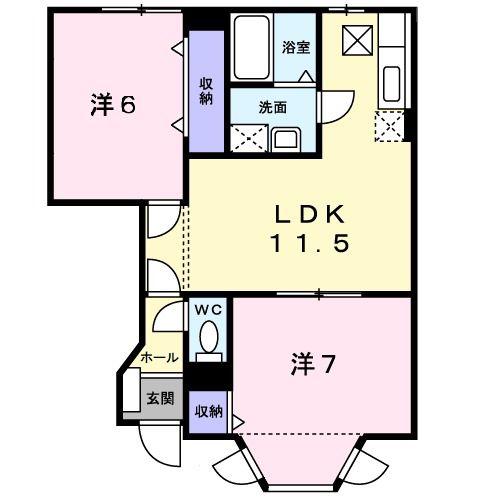 マジョリテA(2LDK/1階)の間取り写真